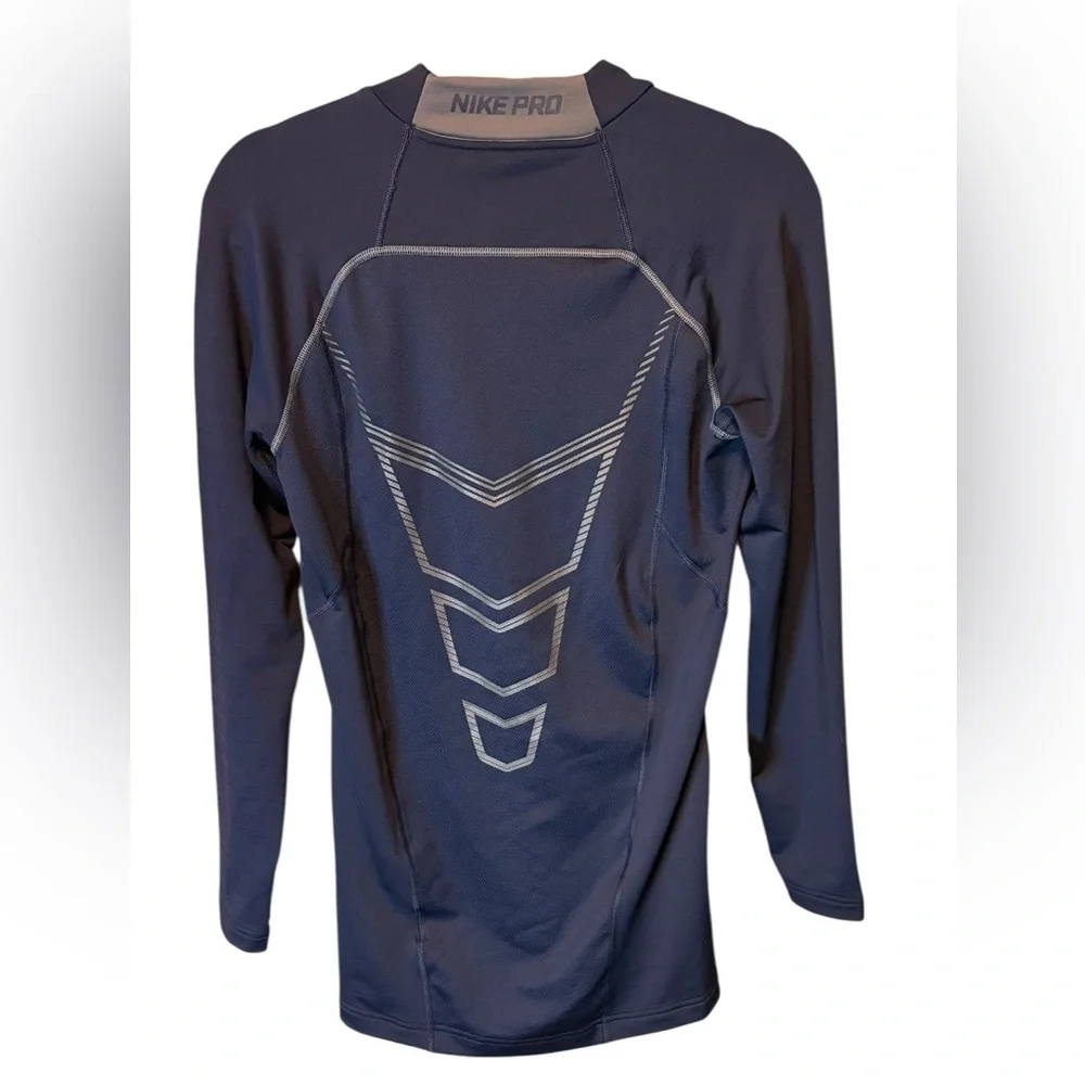 Nike Pro Combat Hyperwarm Dri-FIT Compression Shirt Navy Blue Size Large